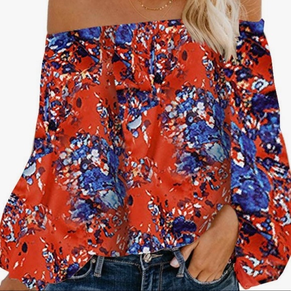 Super cute woman off shoulder floral blouse - Picture 8 of 14